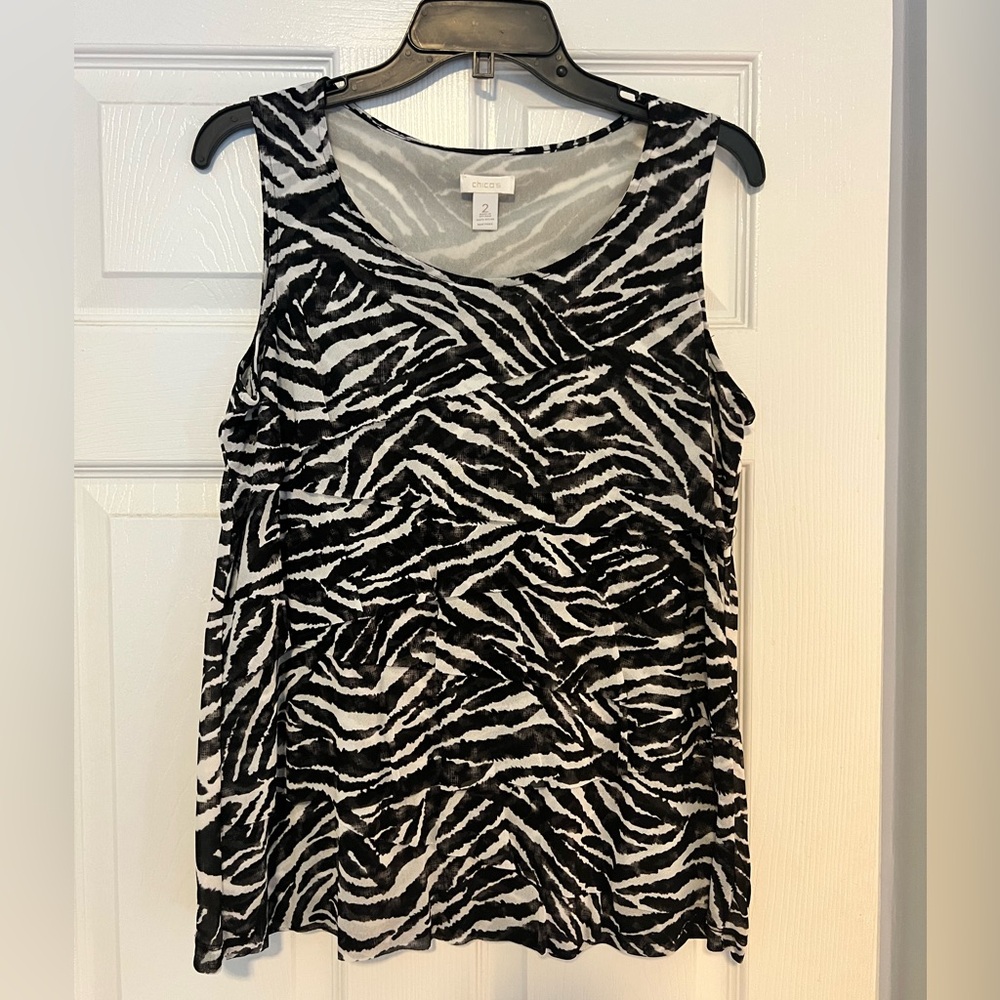 Chico’s Zebra Print Tank Top - Size 2 (L/12)